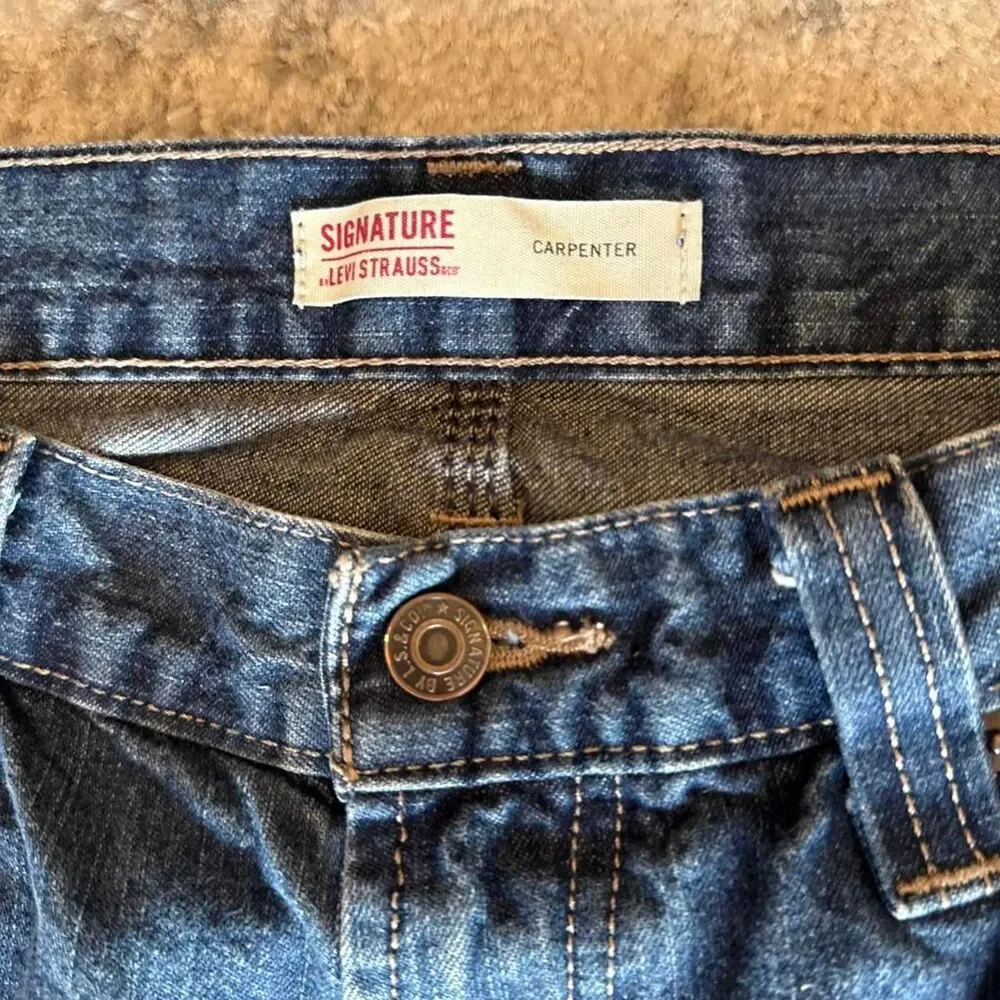 Levi's Signature Carpenter Jeans Blue Denim Relaxed Straight Utility Men's 36x32